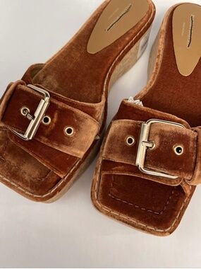 Paloma Barcelo  Orange velvet sandals New NO BoxSize 41/ 11